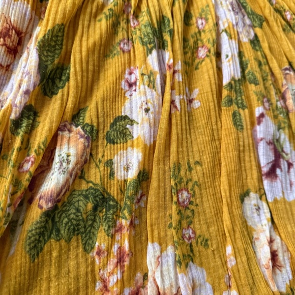 FREE PEOPLE Tunic MIRAGE Convertible Top Dress Floral Hi Lo Smocked Mustard - Picture 4 of 9